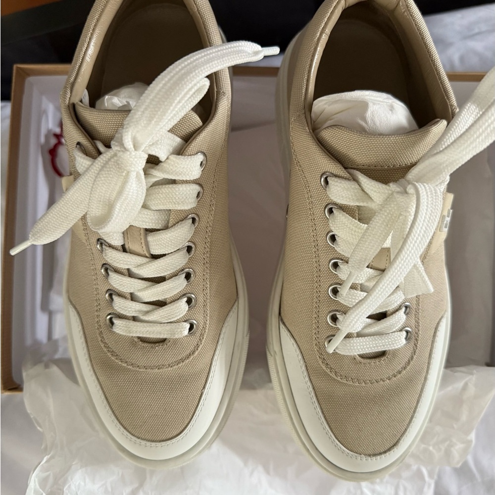 Christian Louboutin Tan and White Sneakers Contemporary Style